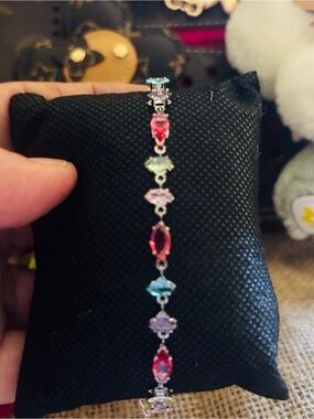 7”-9” Multicolor Crystal Link Bracelet - Women Jewelry